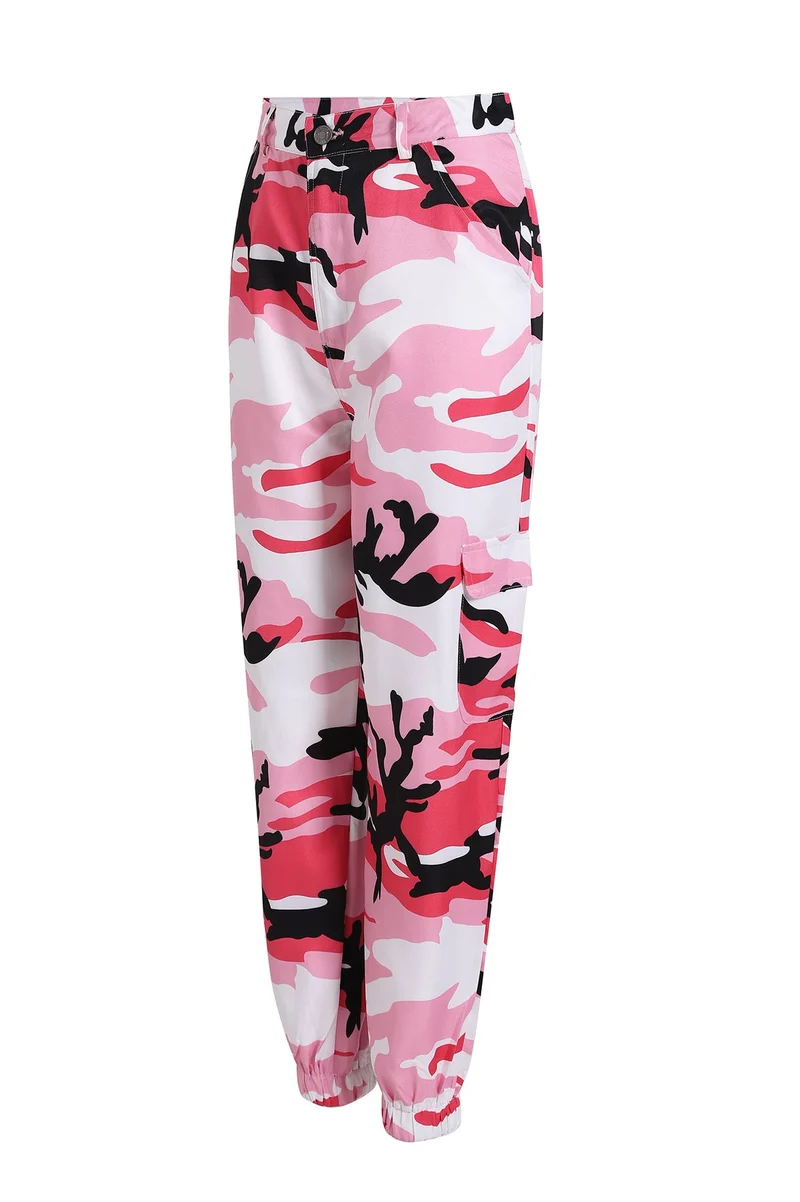 Damen nan Cargohose mit urbanem Camouflage-Print und elastischem Bund Drune