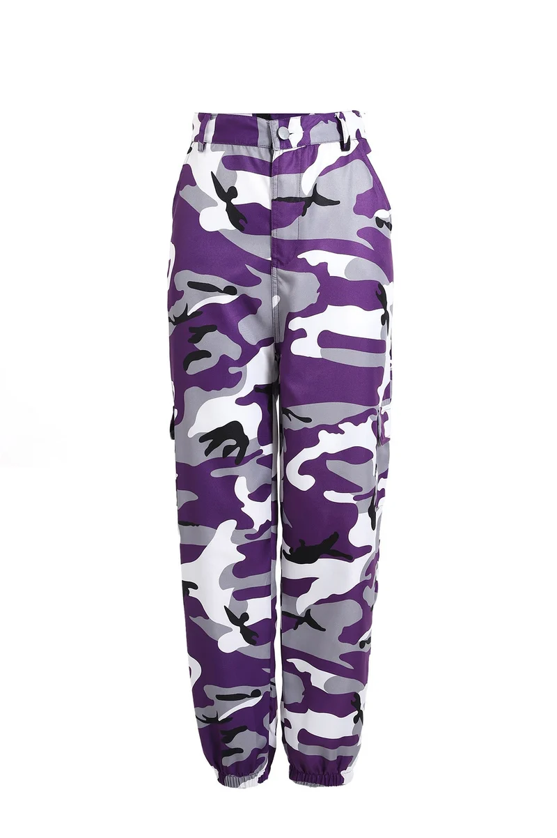 Damen nan Cargohose mit urbanem Camouflage-Print und elastischem Bund Drune