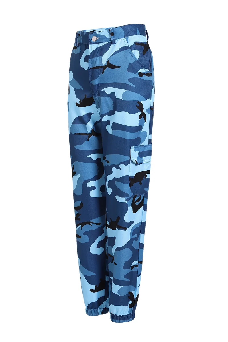 Damen nan Cargohose mit urbanem Camouflage-Print und elastischem Bund Drune