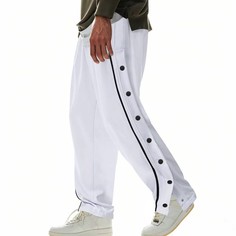 Herren nan weite Trackpants mit seitlicher Druckknopfleiste, elastischem Bund und reflektierendem Streamline-Streifen Drune