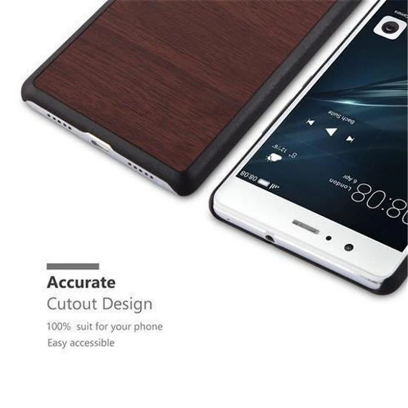 Cadorabo Hülle kompatibel mit Huawei P9 LITE 2016 / G9 LITE Hard Case Schutzhülle in Holz Optik gegen Kratzer und Stöße