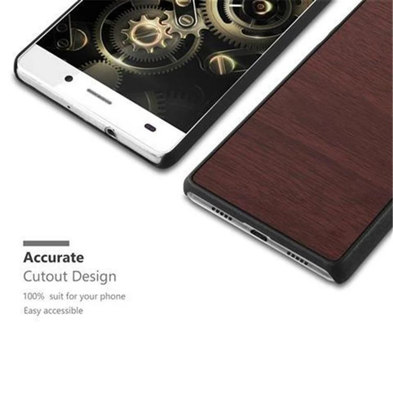 Cadorabo Hülle kompatibel mit Huawei P8 LITE 2015 Hard Case Schutzhülle in Holz Optik gegen Kratzer und Stöße