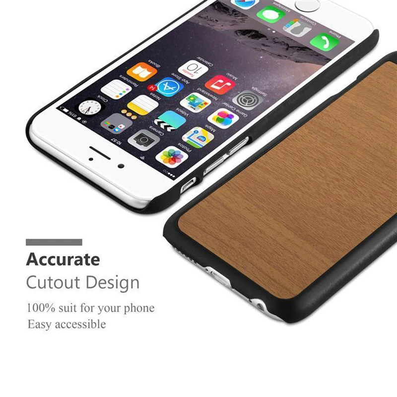 Cadorabo Hülle kompatibel mit Apple iPhone 6 PLUS / 6S PLUS Hard Case Schutzhülle in Holz Optik gegen Kratzer und Stöße