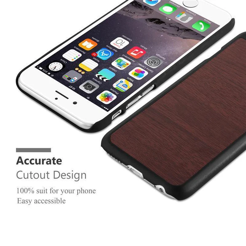 Cadorabo Hülle kompatibel mit Apple iPhone 6 PLUS / 6S PLUS Hard Case Schutzhülle in Holz Optik gegen Kratzer und Stöße