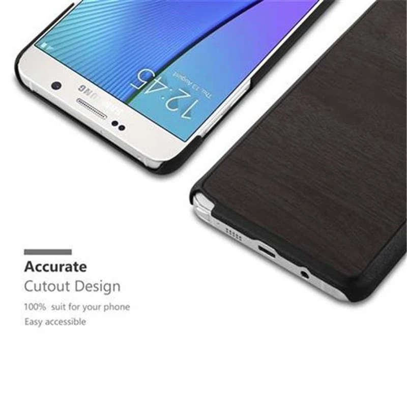 Cadorabo Hülle kompatibel mit Samsung Galaxy NOTE 5 Hard Case Schutzhülle in Holz Optik gegen Kratzer und Stöße