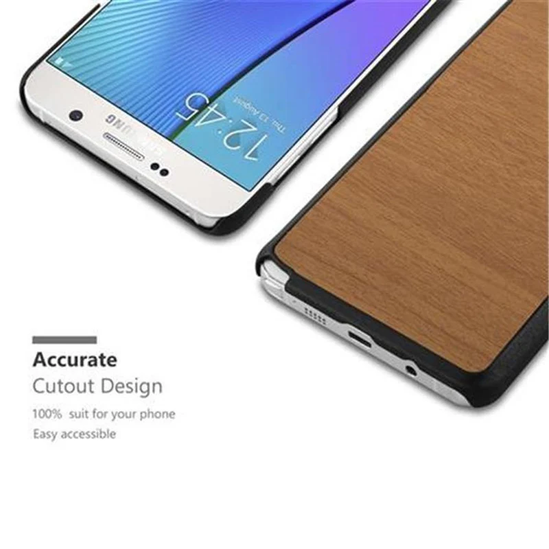 Cadorabo Hülle kompatibel mit Samsung Galaxy NOTE 5 Hard Case Schutzhülle in Holz Optik gegen Kratzer und Stöße