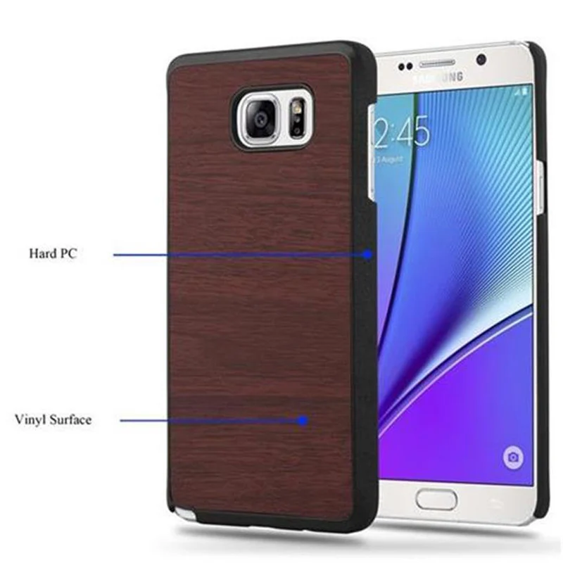Cadorabo Hülle kompatibel mit Samsung Galaxy NOTE 5 Hard Case Schutzhülle in Holz Optik gegen Kratzer und Stöße