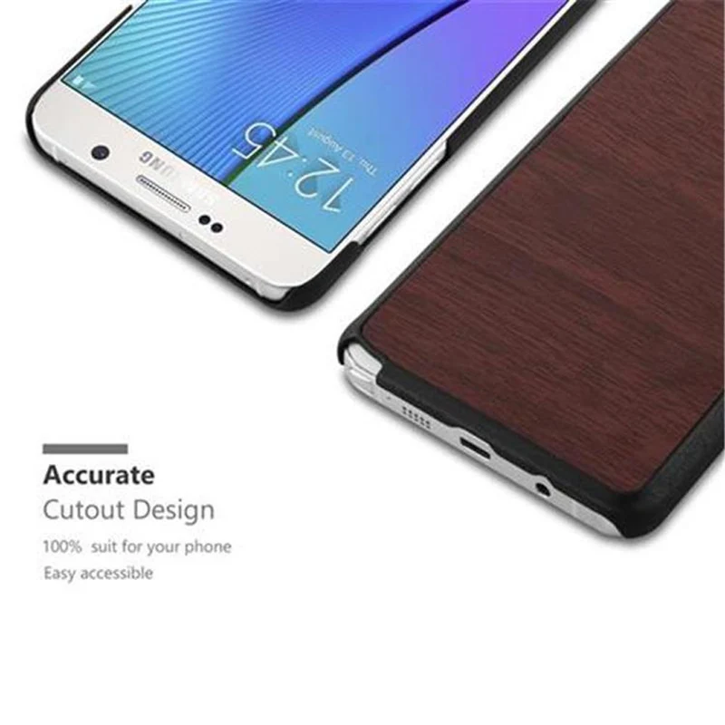 Cadorabo Hülle kompatibel mit Samsung Galaxy NOTE 5 Hard Case Schutzhülle in Holz Optik gegen Kratzer und Stöße
