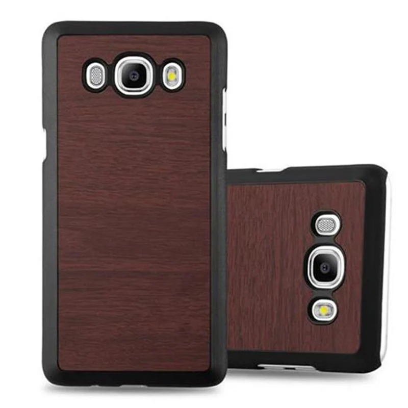 Cadorabo Hülle kompatibel mit Samsung Galaxy J7 2016 Hard Case Schutzhülle in Holz Optik gegen Kratzer und Stöße