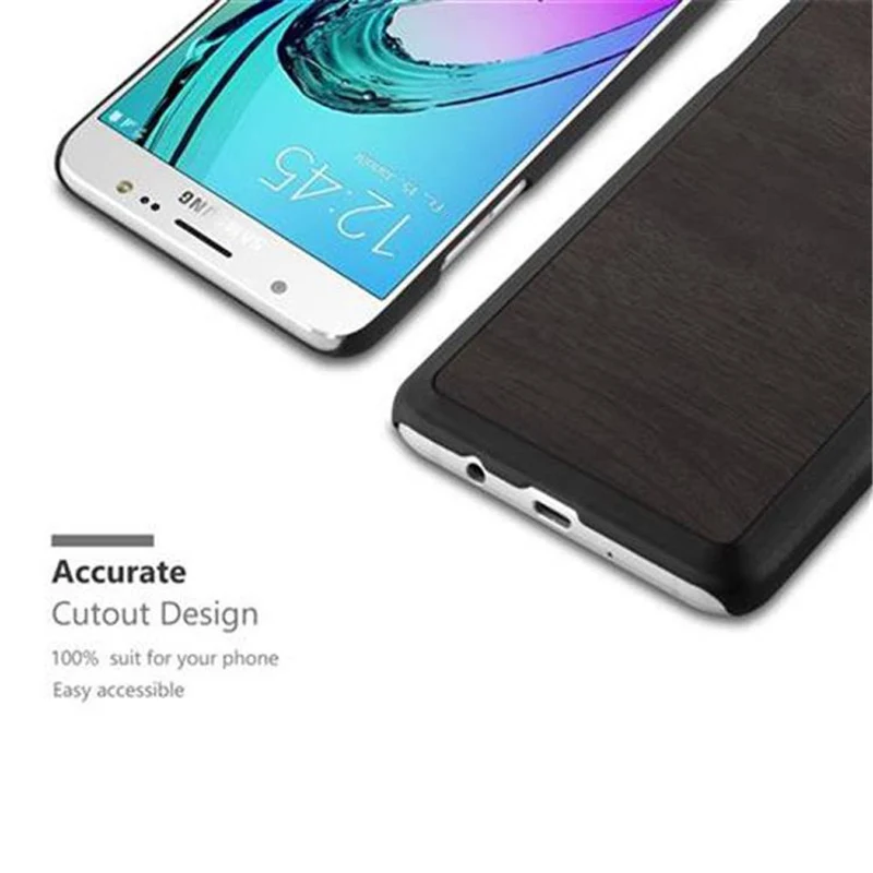 Cadorabo Hülle kompatibel mit Samsung Galaxy J7 2016 Hard Case Schutzhülle in Holz Optik gegen Kratzer und Stöße