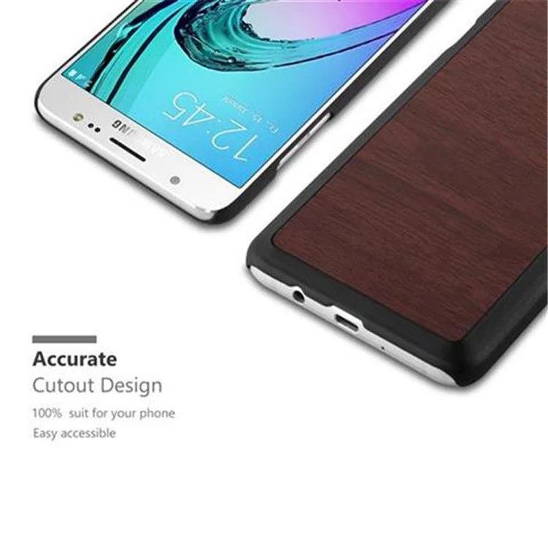 Cadorabo Hülle kompatibel mit Samsung Galaxy J7 2016 Hard Case Schutzhülle in Holz Optik gegen Kratzer und Stöße
