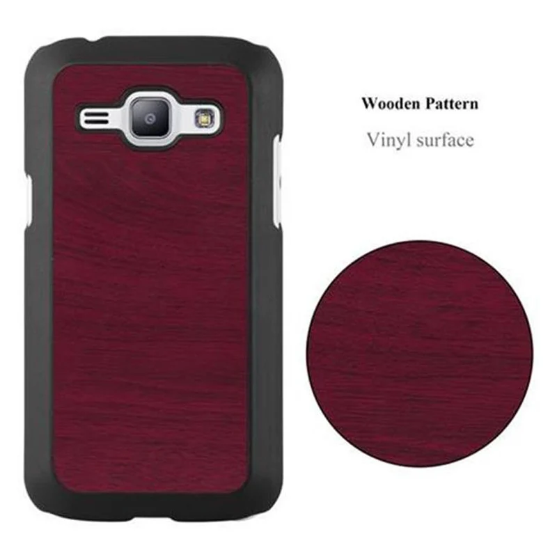 Cadorabo Hülle kompatibel mit Samsung Galaxy J1 2015 Hard Case Schutzhülle in Holz Optik gegen Kratzer und Stöße