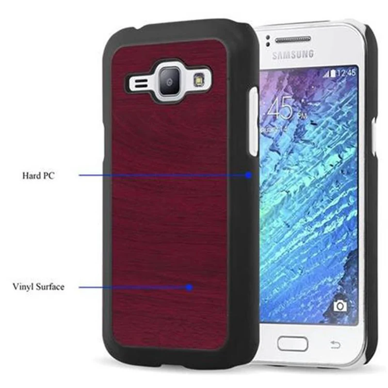 Cadorabo Hülle kompatibel mit Samsung Galaxy J1 2015 Hard Case Schutzhülle in Holz Optik gegen Kratzer und Stöße