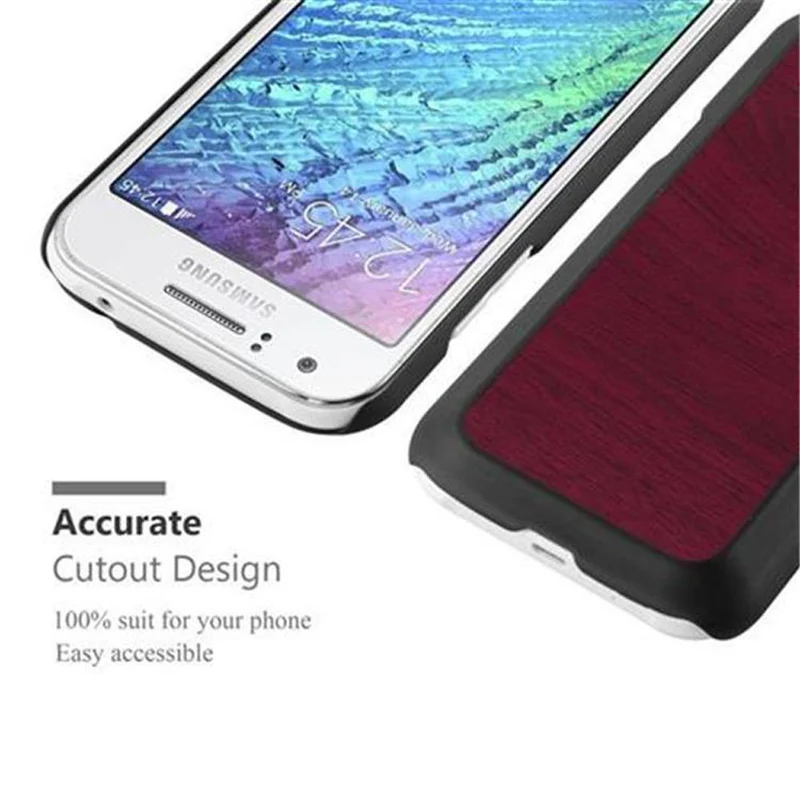 Cadorabo Hülle kompatibel mit Samsung Galaxy J1 2015 Hard Case Schutzhülle in Holz Optik gegen Kratzer und Stöße