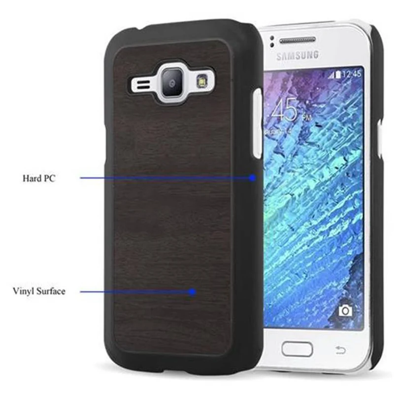 Cadorabo Hülle kompatibel mit Samsung Galaxy J1 2015 Hard Case Schutzhülle in Holz Optik gegen Kratzer und Stöße