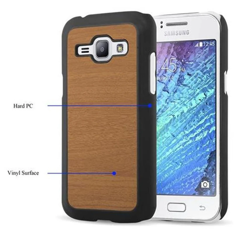Cadorabo Hülle kompatibel mit Samsung Galaxy J1 2015 Hard Case Schutzhülle in Holz Optik gegen Kratzer und Stöße