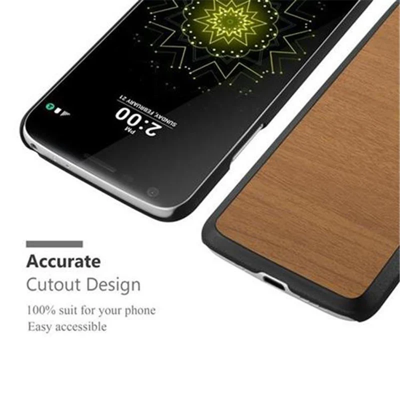 Cadorabo Hülle kompatibel mit LG G5 Hard Case Schutzhülle in Holz Optik gegen Kratzer und Stöße