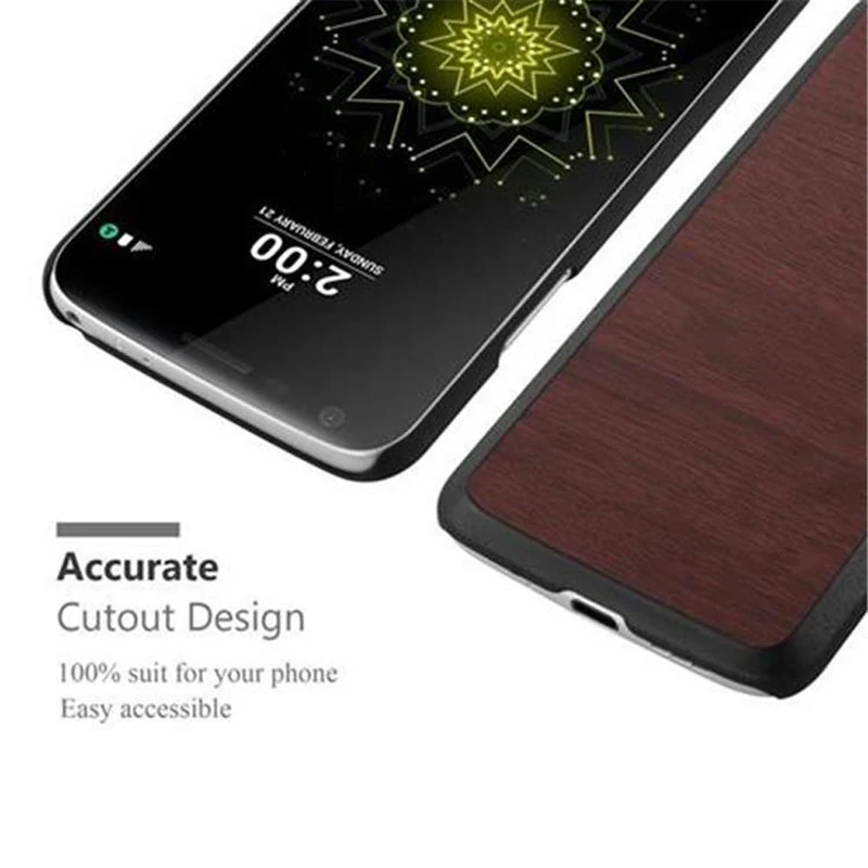 Cadorabo Hülle kompatibel mit LG G5 Hard Case Schutzhülle in Holz Optik gegen Kratzer und Stöße