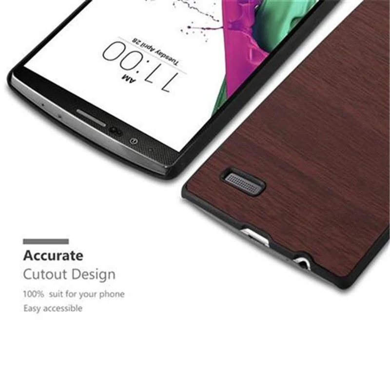 Cadorabo Hülle kompatibel mit LG G4 / G4 PLUS Hard Case Schutzhülle in Holz Optik gegen Kratzer und Stöße