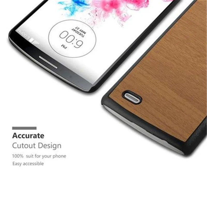 Cadorabo Hülle kompatibel mit LG G3 Hard Case Schutzhülle in Holz Optik gegen Kratzer und Stöße