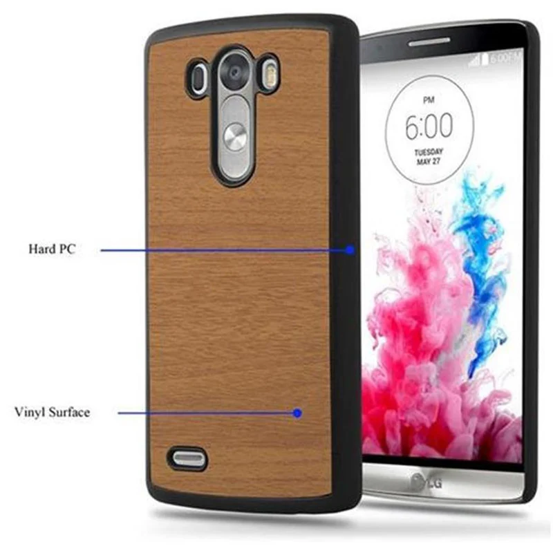 Cadorabo Hülle kompatibel mit LG G3 Hard Case Schutzhülle in Holz Optik gegen Kratzer und Stöße