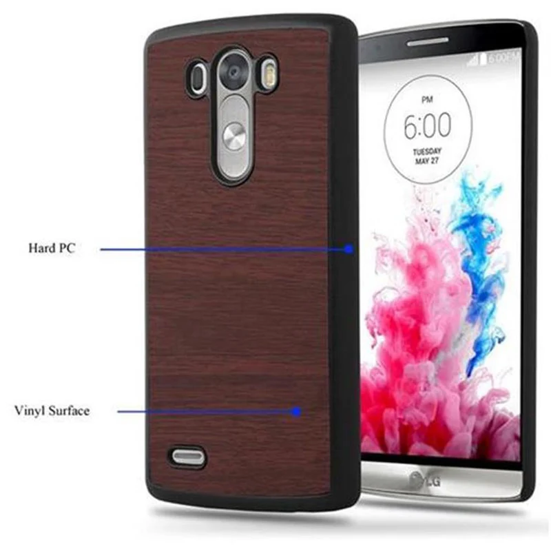 Cadorabo Hülle kompatibel mit LG G3 Hard Case Schutzhülle in Holz Optik gegen Kratzer und Stöße