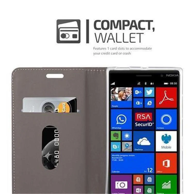 Cadorabo Hülle kompatibel mit Nokia Lumia 830 Schutzhülle mit Magnetverschluss, Standfunktion und Kartenfach