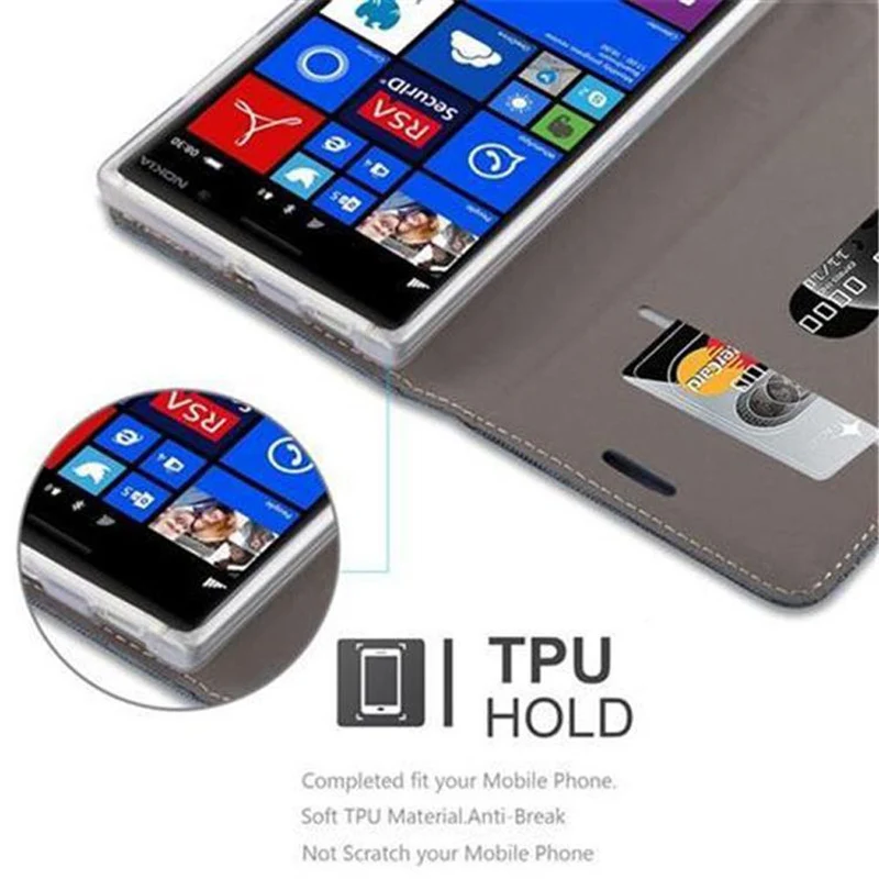 Cadorabo Hülle kompatibel mit Nokia Lumia 830 Schutzhülle mit Magnetverschluss, Standfunktion und Kartenfach