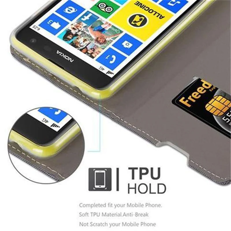 Cadorabo Hülle kompatibel mit Nokia Lumia 625 Schutzhülle mit Magnetverschluss, Standfunktion und Kartenfach
