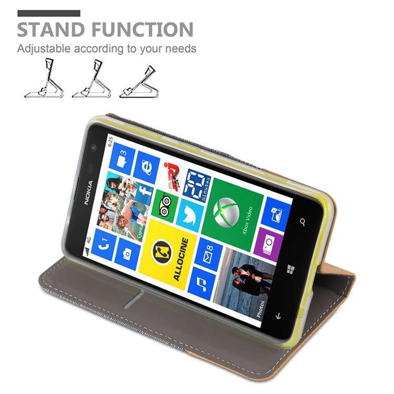 Cadorabo Hülle kompatibel mit Nokia Lumia 625 Schutzhülle mit Magnetverschluss, Standfunktion und Kartenfach