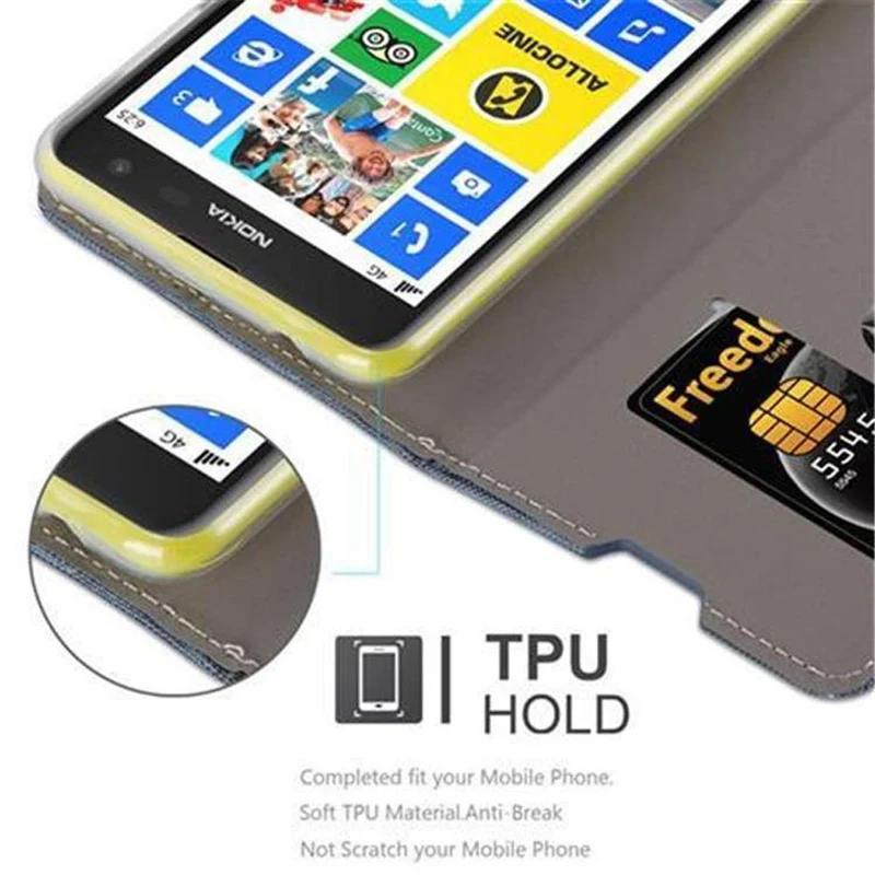 Cadorabo Hülle kompatibel mit Nokia Lumia 625 Schutzhülle mit Magnetverschluss, Standfunktion und Kartenfach