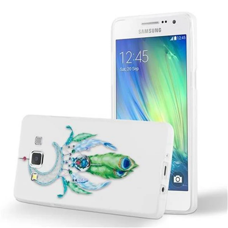 Cadorabo Hülle kompatibel mit Samsung Galaxy A5 2015 mit MOND TRAUMFÄNGER GRÜN- Schutzhülle aus TPU Silikon mit modernem Aufdruck