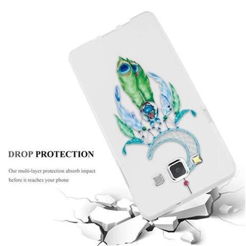 Cadorabo Hülle kompatibel mit Samsung Galaxy A5 2015 mit MOND TRAUMFÄNGER GRÜN- Schutzhülle aus TPU Silikon mit modernem Aufdruck