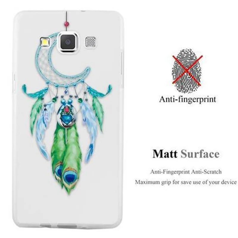 Cadorabo Hülle kompatibel mit Samsung Galaxy A5 2015 mit MOND TRAUMFÄNGER GRÜN- Schutzhülle aus TPU Silikon mit modernem Aufdruck