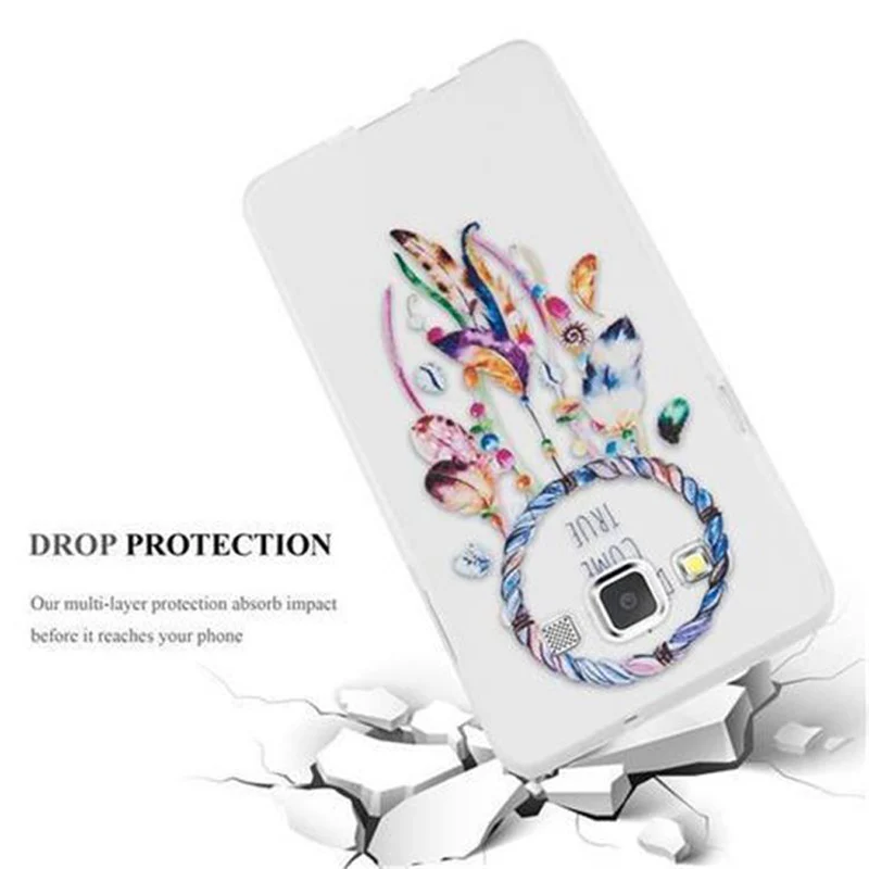 Cadorabo Hülle kompatibel mit Samsung Galaxy A3 2015 mit TRAUMFÄNGER- Schutzhülle aus TPU Silikon mit modernem Aufdruck
