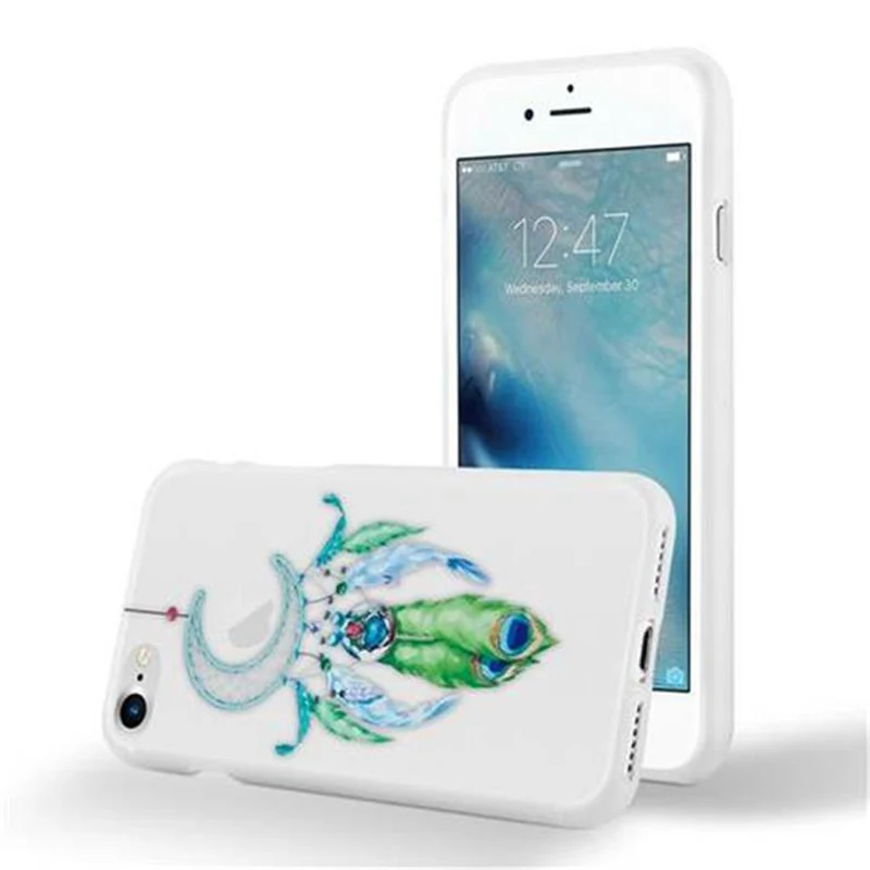 Cadorabo Hülle kompatibel mit Apple iPhone 7 / 7S / 8 / SE 2020 mit MOND TRAUMFÄNGER GRÜN- Schutzhülle aus TPU Silikon mit modernem Aufdruck