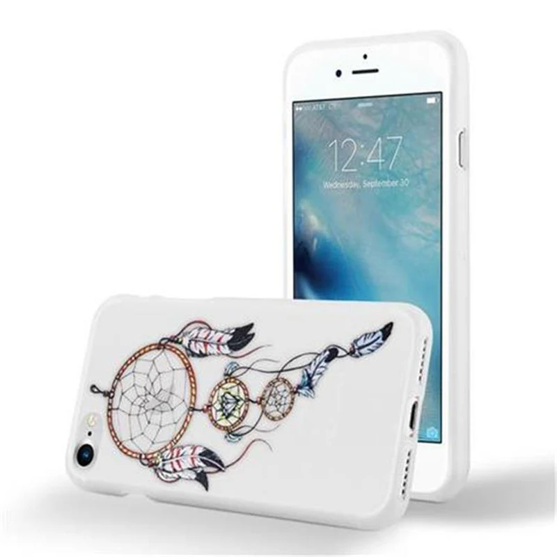 Cadorabo Hülle kompatibel mit Apple iPhone 7 / 7S / 8 / SE 2020 mit MOND TRAUMFÄNGER GRÜN- Schutzhülle aus TPU Silikon mit modernem Aufdruck