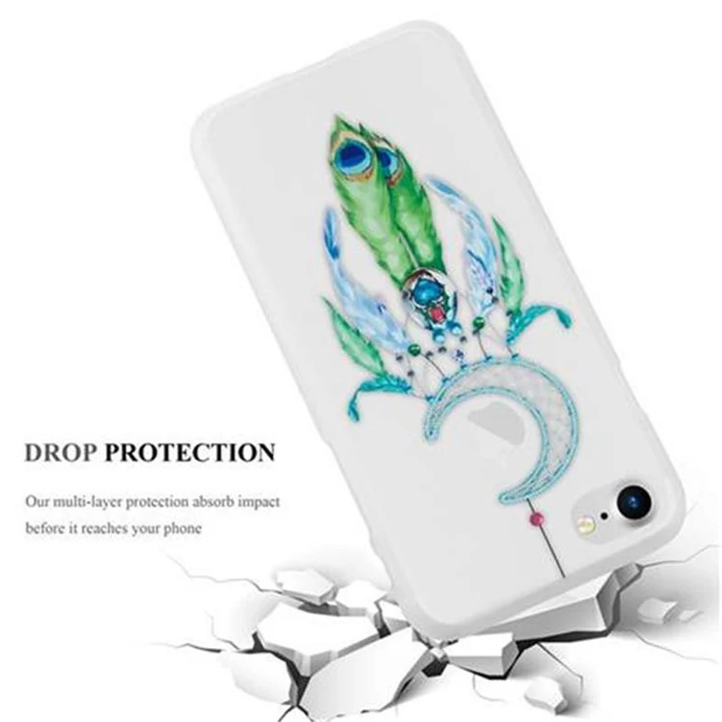Cadorabo Hülle kompatibel mit Apple iPhone 7 / 7S / 8 / SE 2020 mit MOND TRAUMFÄNGER GRÜN- Schutzhülle aus TPU Silikon mit modernem Aufdruck