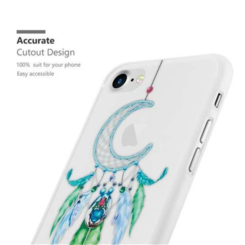 Cadorabo Hülle kompatibel mit Apple iPhone 7 / 7S / 8 / SE 2020 mit MOND TRAUMFÄNGER GRÜN- Schutzhülle aus TPU Silikon mit modernem Aufdruck