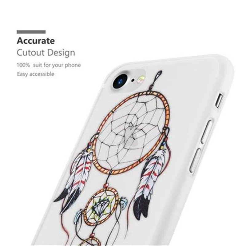 Cadorabo Hülle kompatibel mit Apple iPhone 7 / 7S / 8 / SE 2020 mit MOND TRAUMFÄNGER GRÜN- Schutzhülle aus TPU Silikon mit modernem Aufdruck