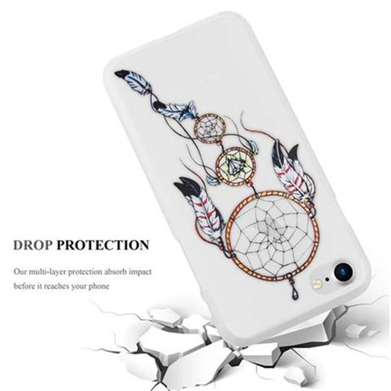 Cadorabo Hülle kompatibel mit Apple iPhone 7 / 7S / 8 / SE 2020 mit MOND TRAUMFÄNGER GRÜN- Schutzhülle aus TPU Silikon mit modernem Aufdruck