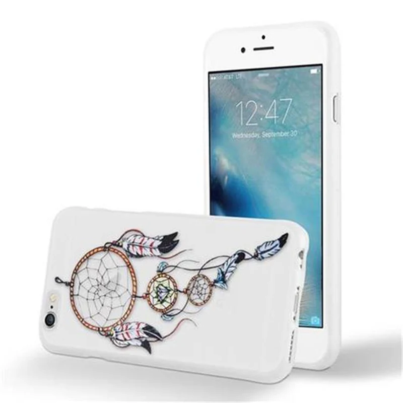 Cadorabo Hülle kompatibel mit Apple iPhone 6 / 6S mit MOND TRAUMFÄNGER GRÜN- Schutzhülle aus TPU Silikon mit modernem Aufdruck