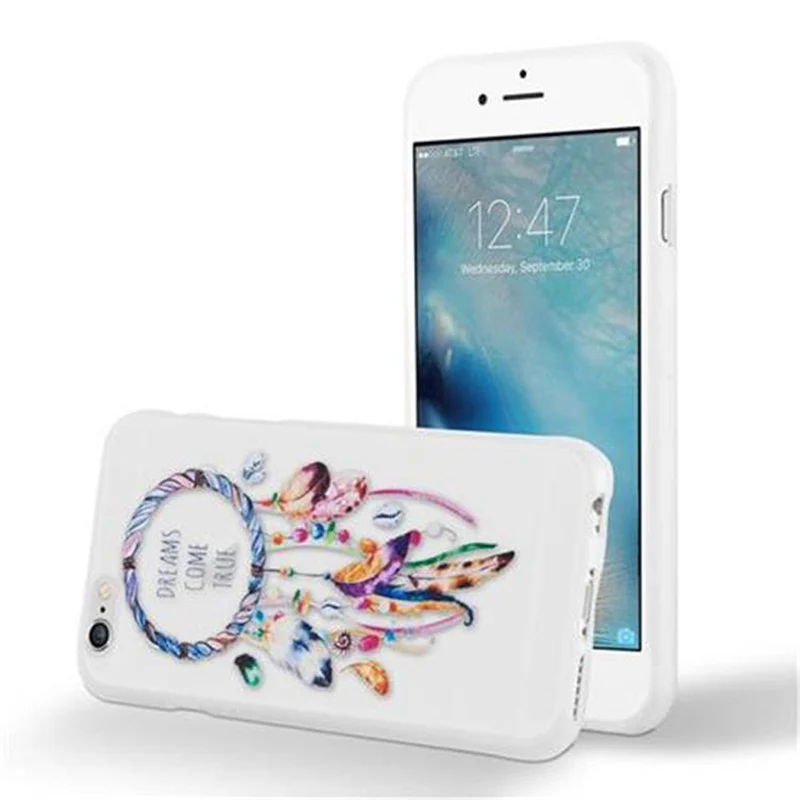 Cadorabo Hülle kompatibel mit Apple iPhone 6 / 6S mit MOND TRAUMFÄNGER GRÜN- Schutzhülle aus TPU Silikon mit modernem Aufdruck