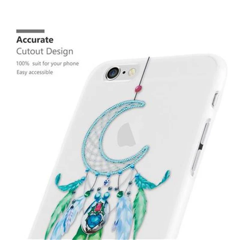 Cadorabo Hülle kompatibel mit Apple iPhone 6 / 6S mit MOND TRAUMFÄNGER GRÜN- Schutzhülle aus TPU Silikon mit modernem Aufdruck