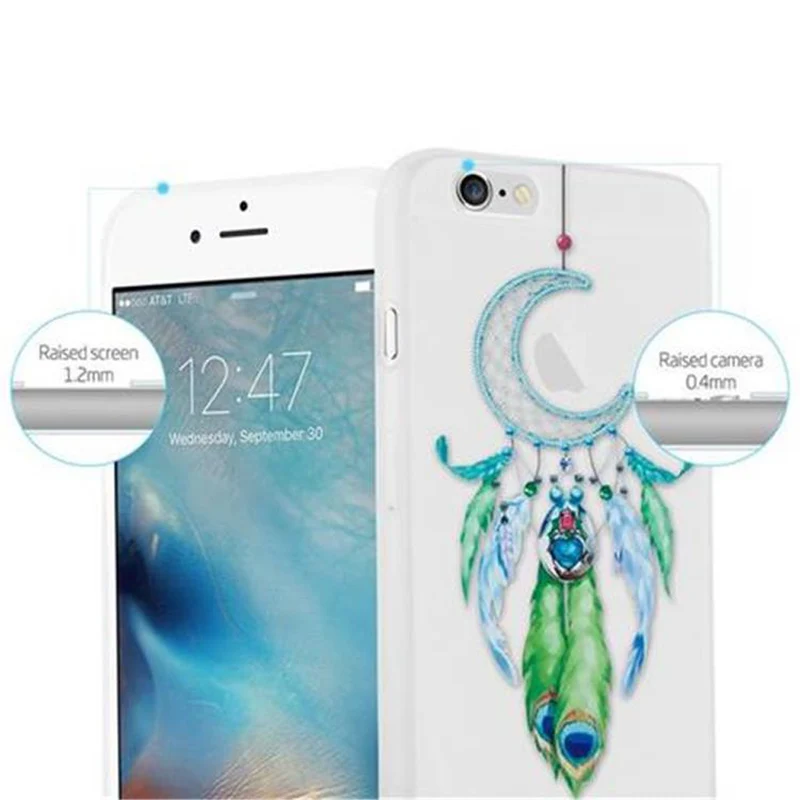 Cadorabo Hülle kompatibel mit Apple iPhone 6 / 6S mit MOND TRAUMFÄNGER GRÜN- Schutzhülle aus TPU Silikon mit modernem Aufdruck