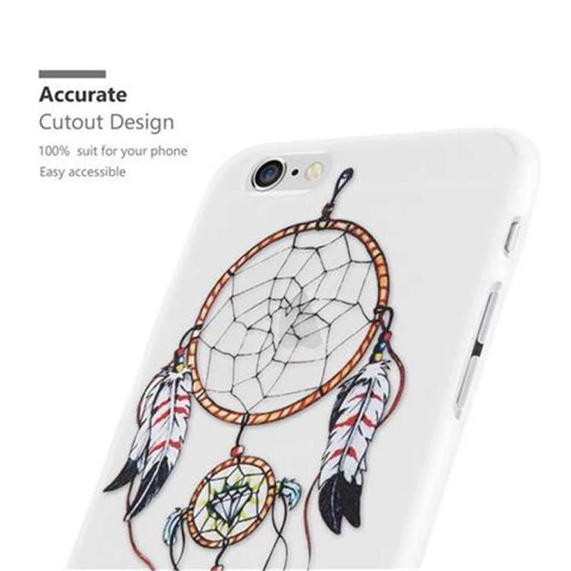 Cadorabo Hülle kompatibel mit Apple iPhone 6 / 6S mit MOND TRAUMFÄNGER GRÜN- Schutzhülle aus TPU Silikon mit modernem Aufdruck