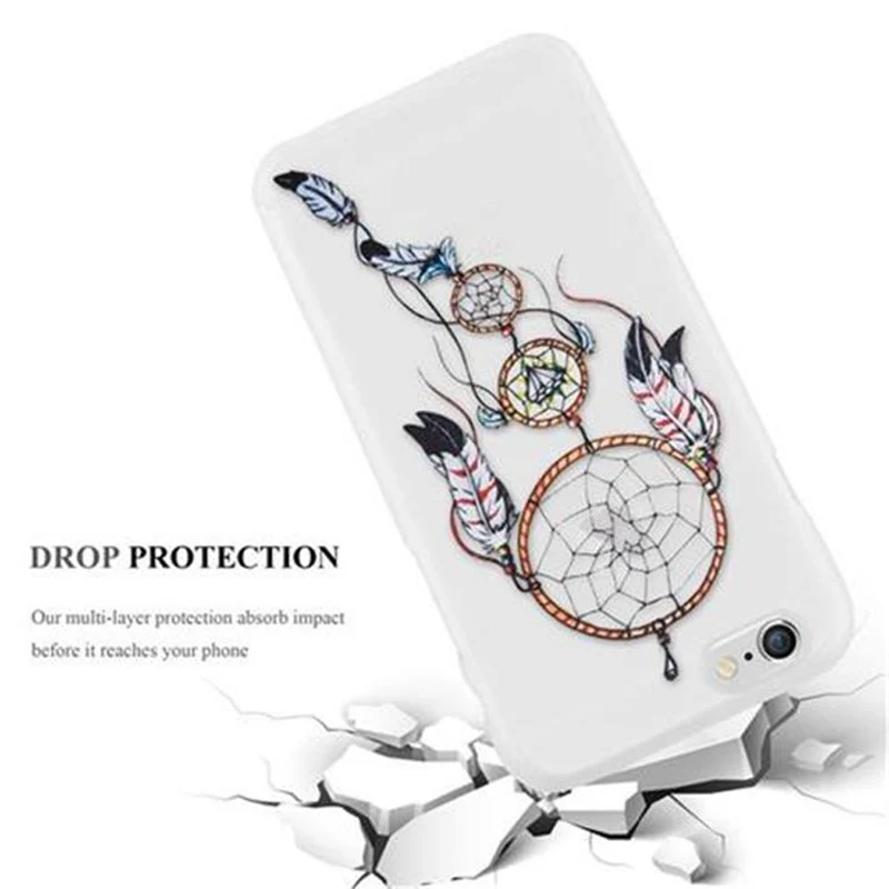 Cadorabo Hülle kompatibel mit Apple iPhone 6 / 6S mit MOND TRAUMFÄNGER GRÜN- Schutzhülle aus TPU Silikon mit modernem Aufdruck