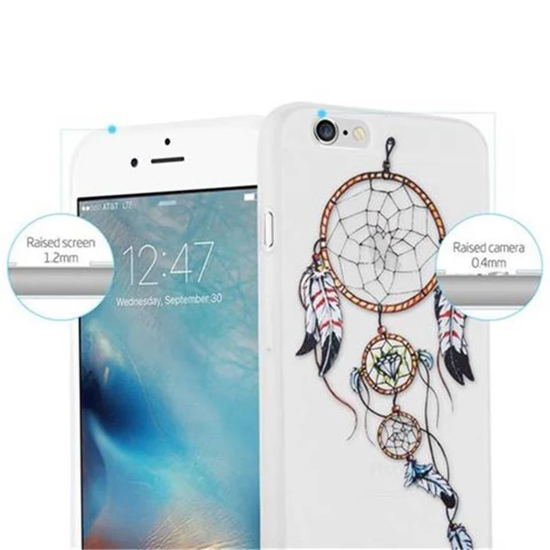 Cadorabo Hülle kompatibel mit Apple iPhone 6 / 6S mit MOND TRAUMFÄNGER GRÜN- Schutzhülle aus TPU Silikon mit modernem Aufdruck