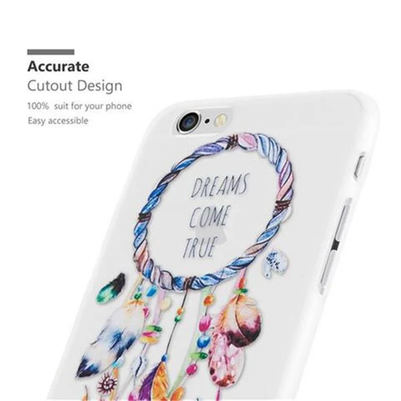 Cadorabo Hülle kompatibel mit Apple iPhone 6 / 6S mit MOND TRAUMFÄNGER GRÜN- Schutzhülle aus TPU Silikon mit modernem Aufdruck