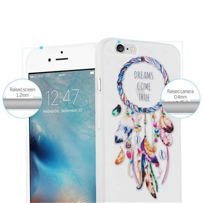Cadorabo Hülle kompatibel mit Apple iPhone 6 / 6S mit MOND TRAUMFÄNGER GRÜN- Schutzhülle aus TPU Silikon mit modernem Aufdruck